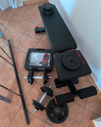 panca decathlon con manubri  e bilanciere 