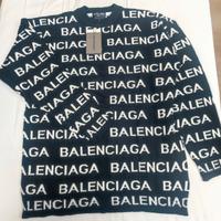 Maglione Balenciaga Jacquard Logo Blu Taglia M 