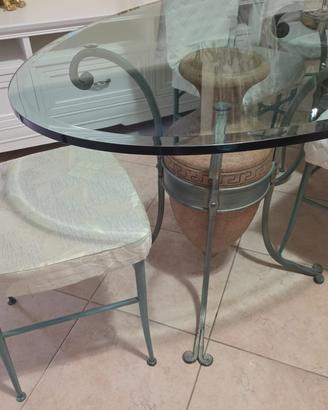 Tavolo in ferro battuto e cristallo