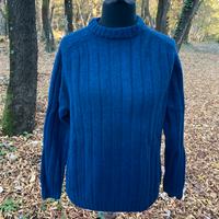 Maglione uomo blu navy in lana a costine taglia L