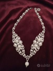 Collana Perle Elegante Vintage Gemma Pendente