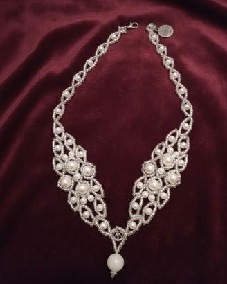 Collana Perle Elegante Vintage Gemma Pendente