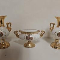 Trittico Vintage da camino in ceramica e oro