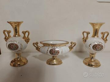 Trittico Vintage da camino in ceramica e oro