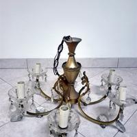 Lampadario vintage a 5 braccia, con pendenti