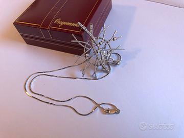 Collana fiocco neve argento 925 zirconi diamanti