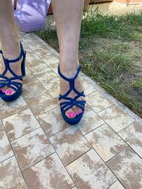 Sandali camoscio blu