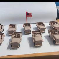 Lotto 9 Jeep Militari Giocattolo Colore Beige 