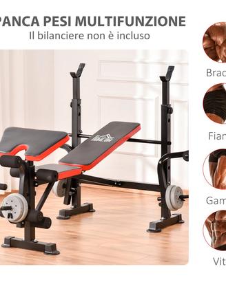 Panca multifunzione Homcom e pesi Decathlon 50 kg 