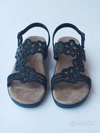 Sandali Donna 39 Neri Vallerverde Tacco Basso 3 cm