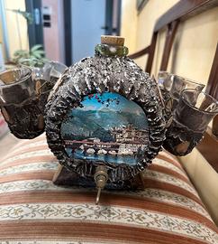 Botticella porta liquore o grappa con bicchierini