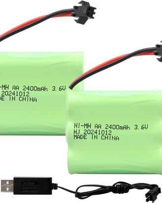 2 Batterie NiMH 3.6V 2400mAh AA Connettore SM-2P