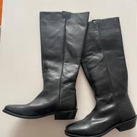 Stivali cuoio nero da equitazione americani