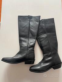 Stivali cuoio nero da equitazione americani