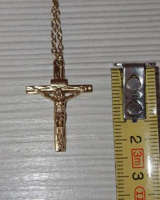 Collana con crocifisso croce cattolica dorata 