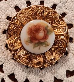 Clip sciarpa filigrana tono oro-  vintage