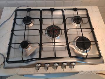 piano cottura a gas da 70 inox a 5 fuochi