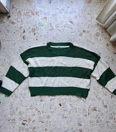 Maglione stradivarius a strisce verdi e bianche