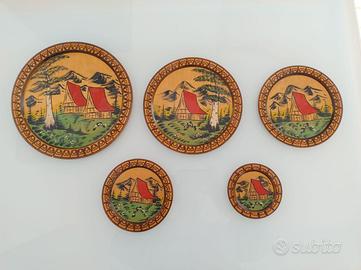 Quadri Piatti da parete in legno Vintage