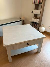 Tavolino basso legno massiccio quadrato