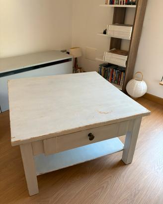 Tavolino basso legno massiccio quadrato