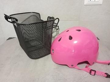 Set casco bambina cm 50/54 e cestello bicicletta