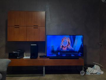 Mobile porta tv basso e pensile sospeso in legno