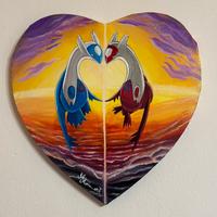 Dipinto latios e latias cuore 27x28