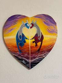 Dipinto latios e latias cuore 27x28