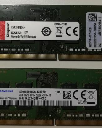 MEMORIE RAM SODIMM  4GB E 2GB
