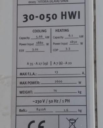 Climatizzatore Pompe di calore da 18000 e da 9000