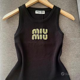 Miu Miu Women's Black and Green T-shirt