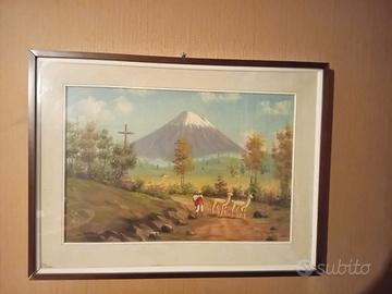 Quadro dipinto figurante vulcano ecuador FIRMATO