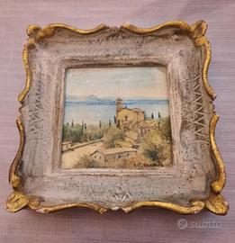 Quadretto antico vintage in ceramica
