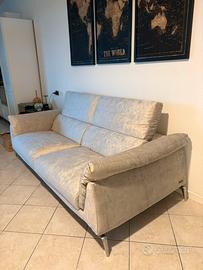 Divano 3 posti moderno in tessuto effetto velluto