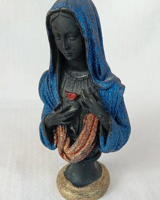 Statua in pietra Sacro Cuore di Maria con glitter 