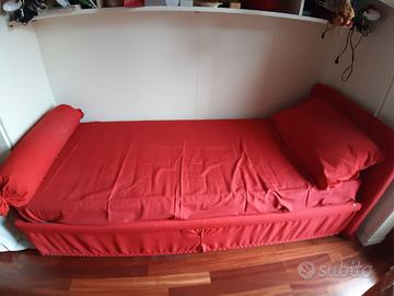 Letto singolo foderato colore rosso