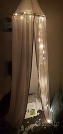 Tenda baldacchino bambini + tappeto 120x120 + luci