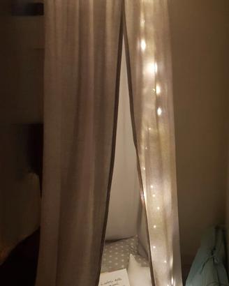 Tenda baldacchino bambini + tappeto 120x120 + luci