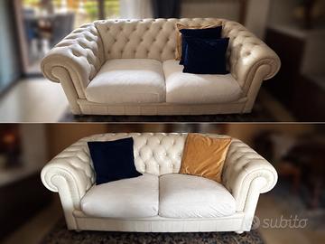 Divani chester colore bianco in pelle vera