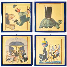 GUINNESS Birra N 4 Quadri di Stampe Illustrazioni
