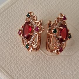 orecchini vintage imperiali in oro rosa e argento 