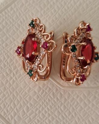 orecchini vintage imperiali in oro rosa e argento 