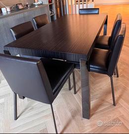 tavolo minotti+Sedie Pelle Marrone 180x90 cm