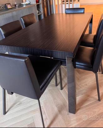 tavolo minotti+Sedie Pelle Marrone 180x90 cm