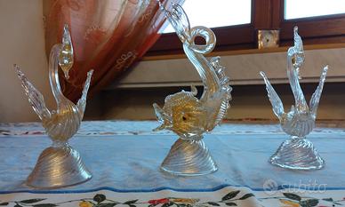 3 soprammobili in vetro di Murano