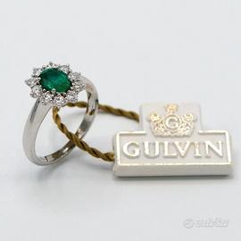 Anello G U L V I N  oro bianco 18kt Smeraldo A.166