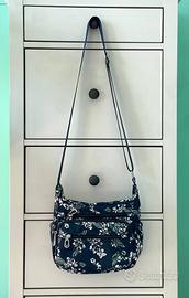 Borsa a tracolla blu con fantasia floreale