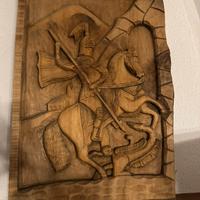 Rilievo in legno intagliato a mano - Cavaliere