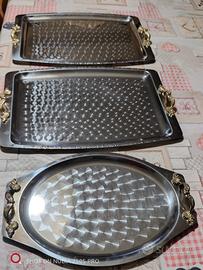 3 vassoi acciaio inox 